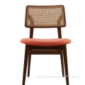 Modern solid Wood Rattan Back Upholstered Restaurant chair